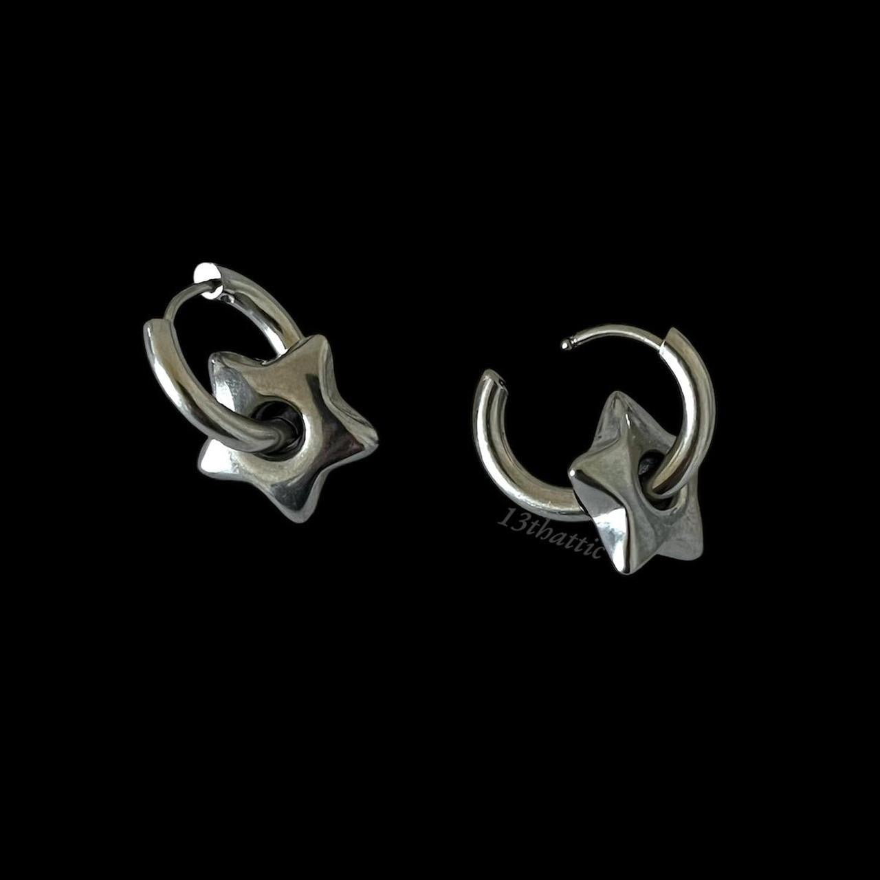 Puffy Star Hoop Earrings