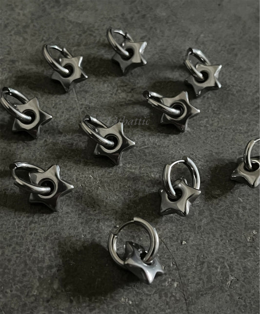 Puffy Star Hoop Earrings