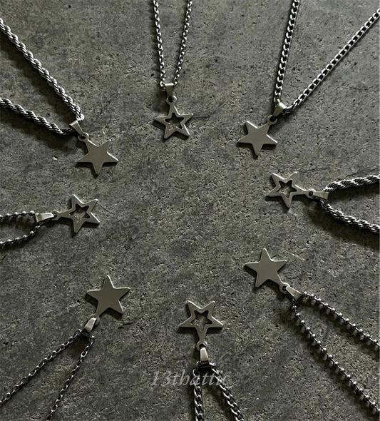 Stainless Steel Star Necklace – Cut-Out & Full Star Charm