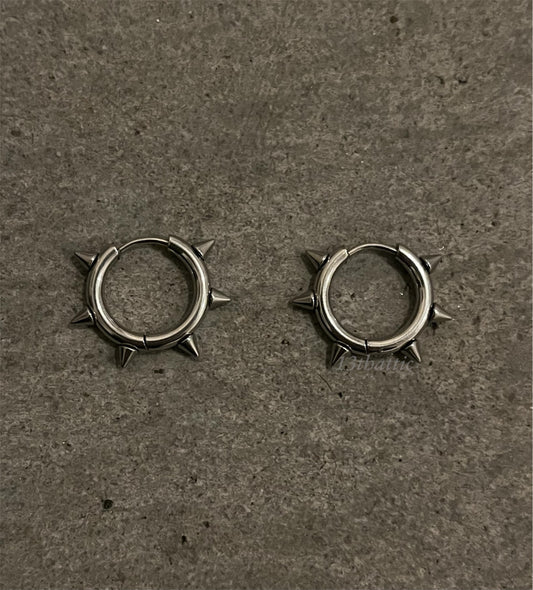 Silver Spike Hoop Earrings