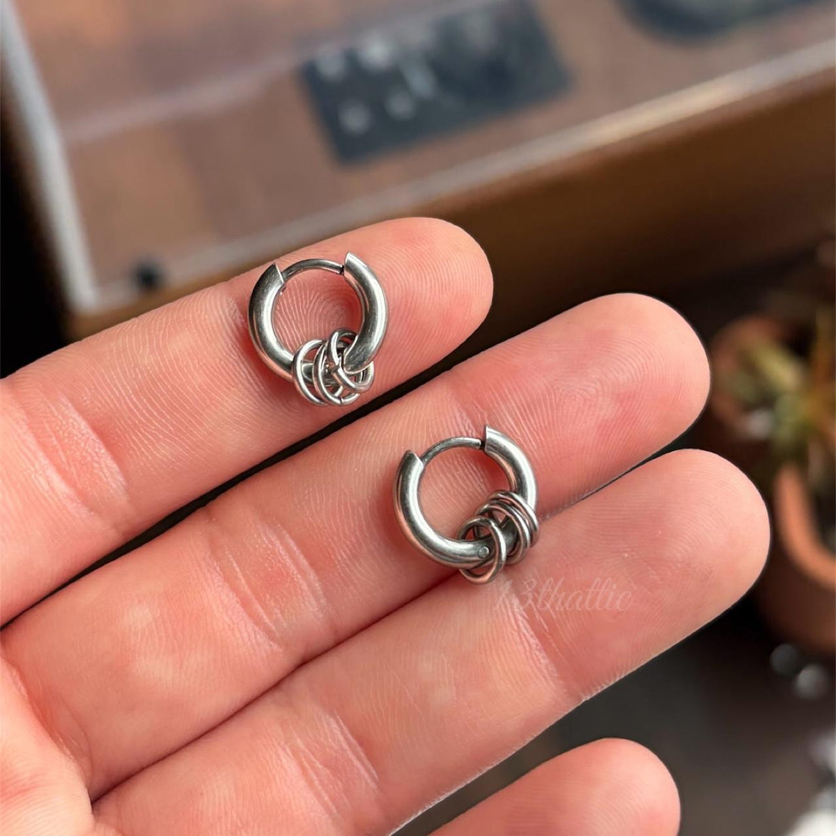 8 MM Triple Hoop Earrings