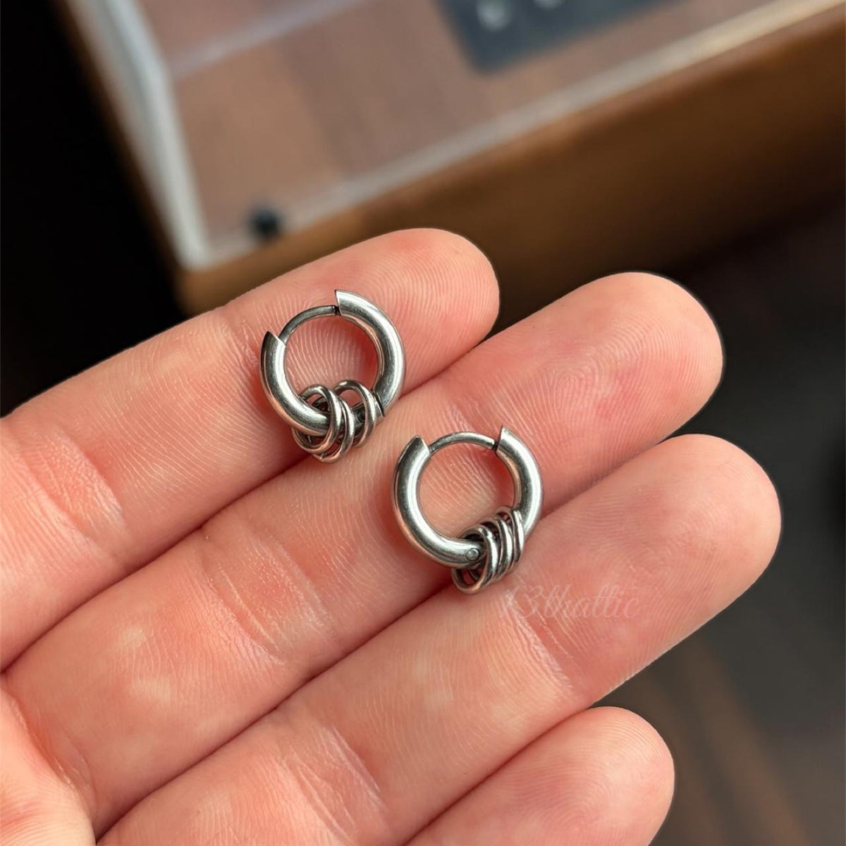 8 MM Triple Hoop Earrings