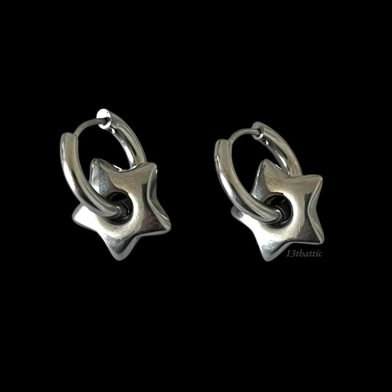 Puffy Star Hoop Earrings