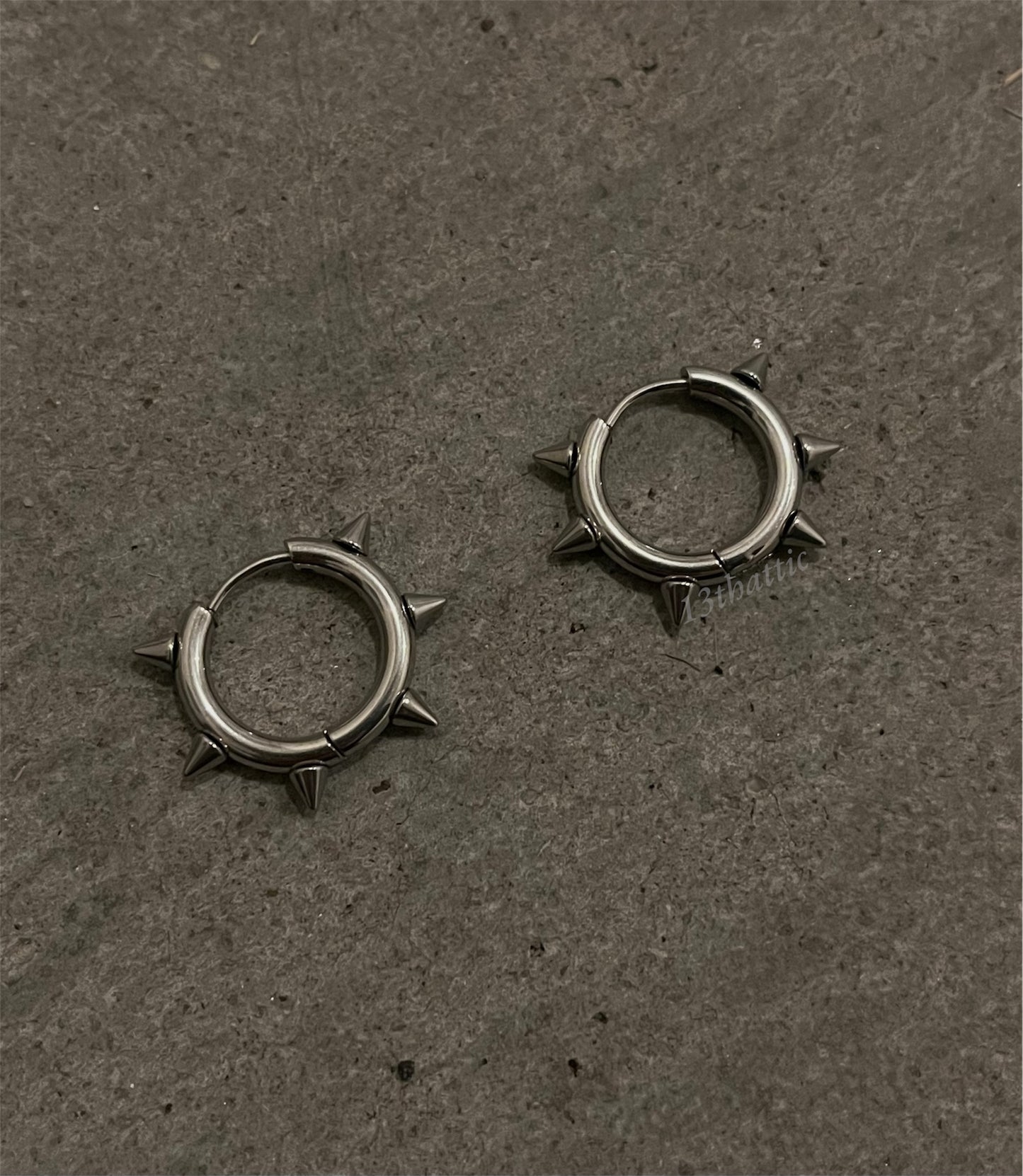 Silver Spike Hoop Earrings