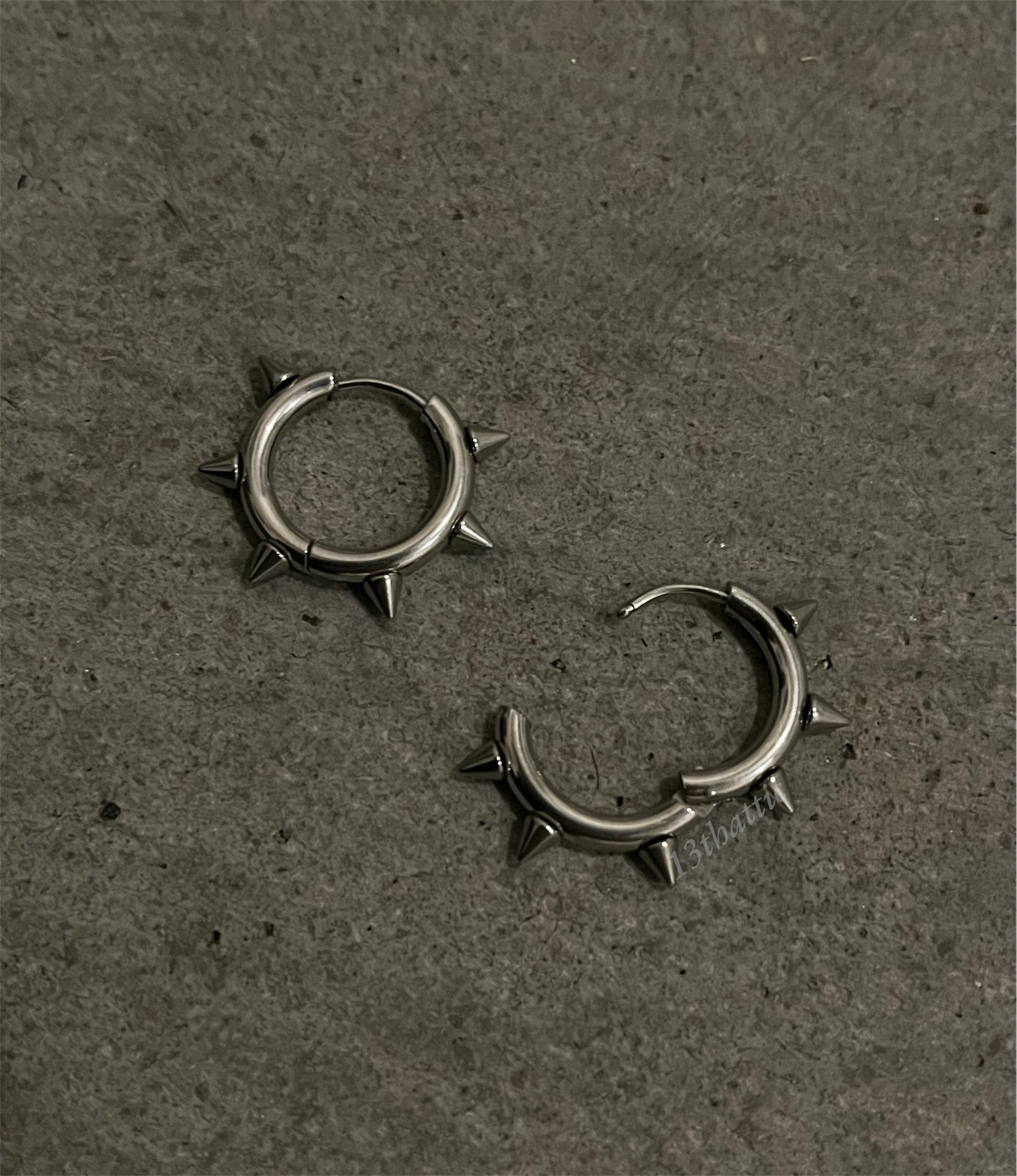 Silver Spike Hoop Earrings